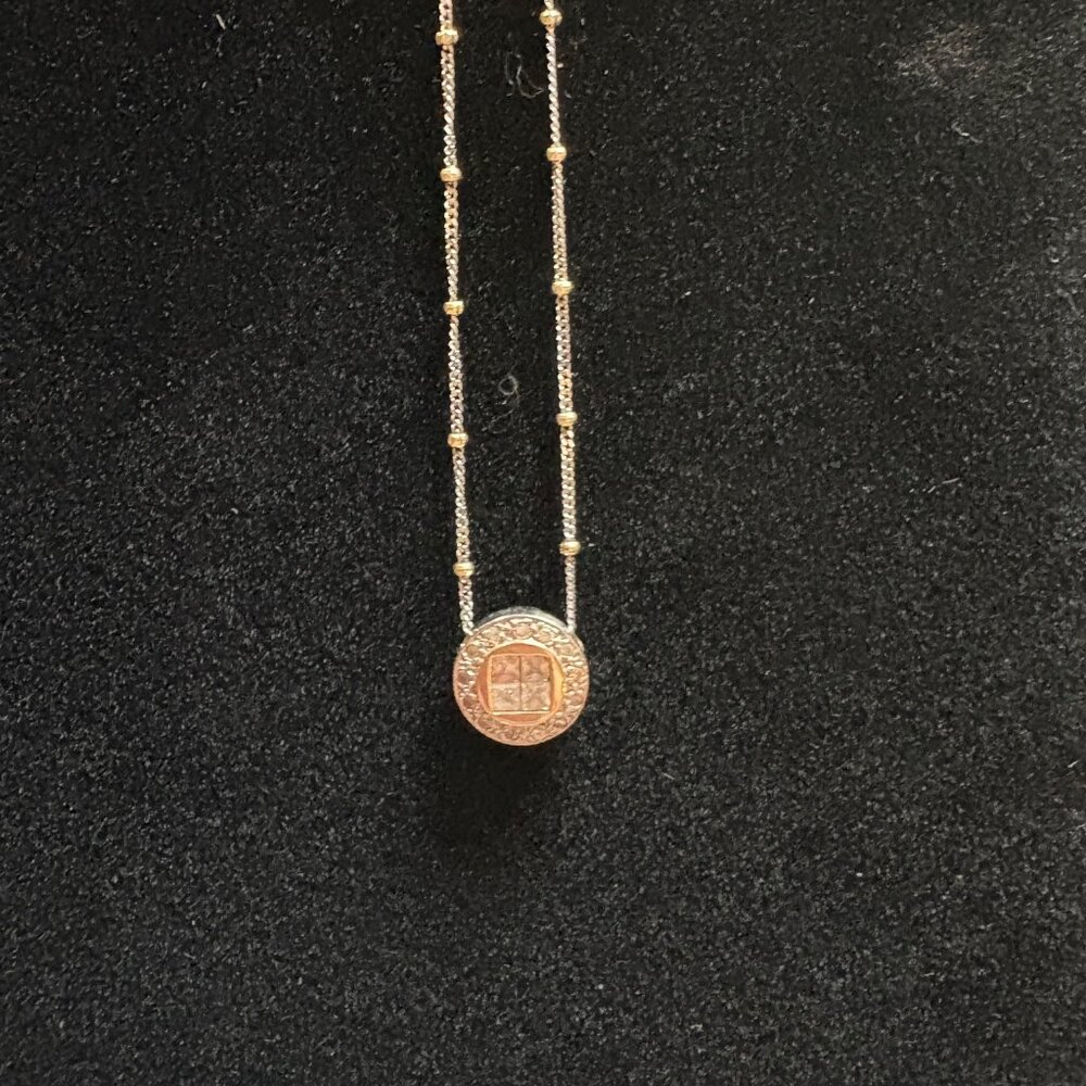 RCI Designer Silver and CZ 16in necklace with gold plated accents